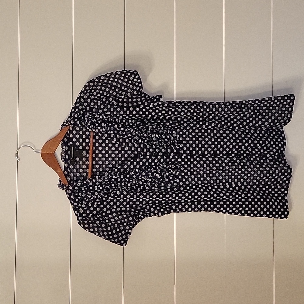 Dark navy ruffle blouse. Size L
